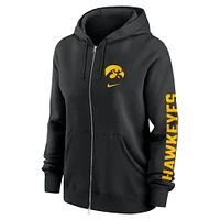 Sweat à capuche entièrement zippé Nike Iowa Hawkeyes Lockup Phoenix pour femme, noir