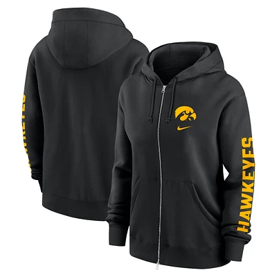 Sweat à capuche entièrement zippé Nike Iowa Hawkeyes Lockup Phoenix pour femme, noir