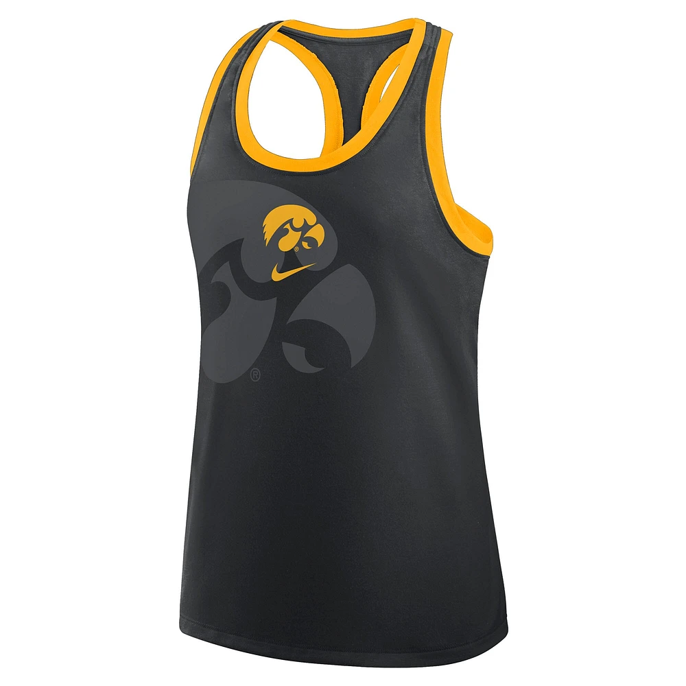 Women's Nike Black Iowa Hawkeyes Primetime Racerback Tri-Blend Tank Top