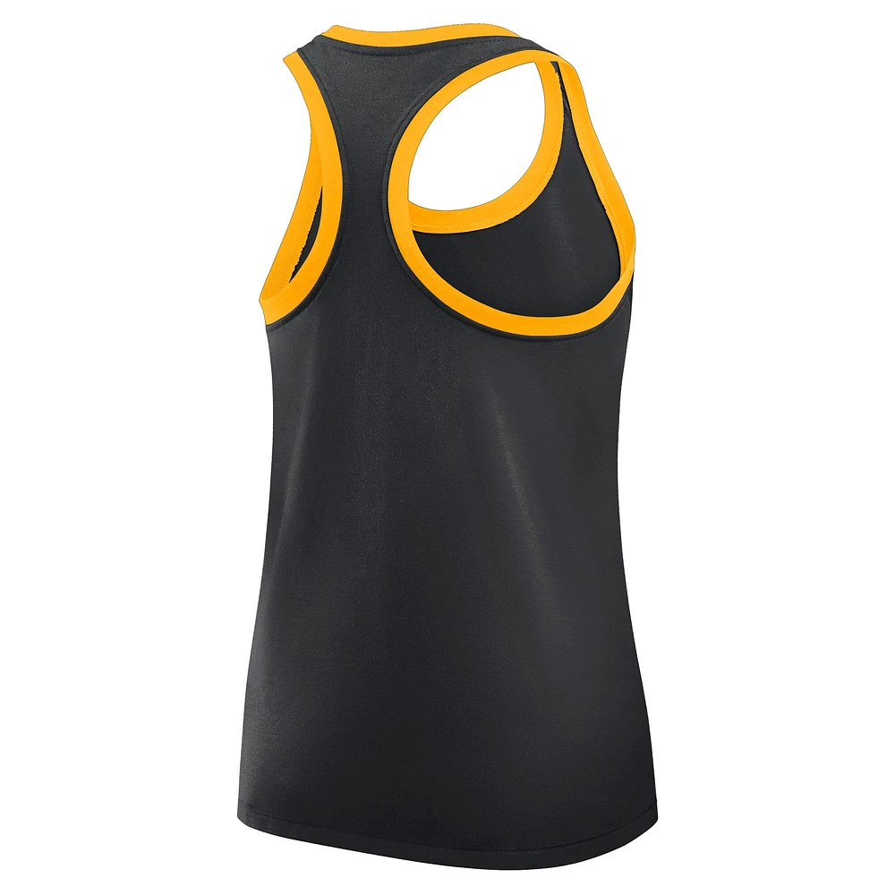 Women's Nike Black Iowa Hawkeyes Primetime Racerback Tri-Blend Tank Top