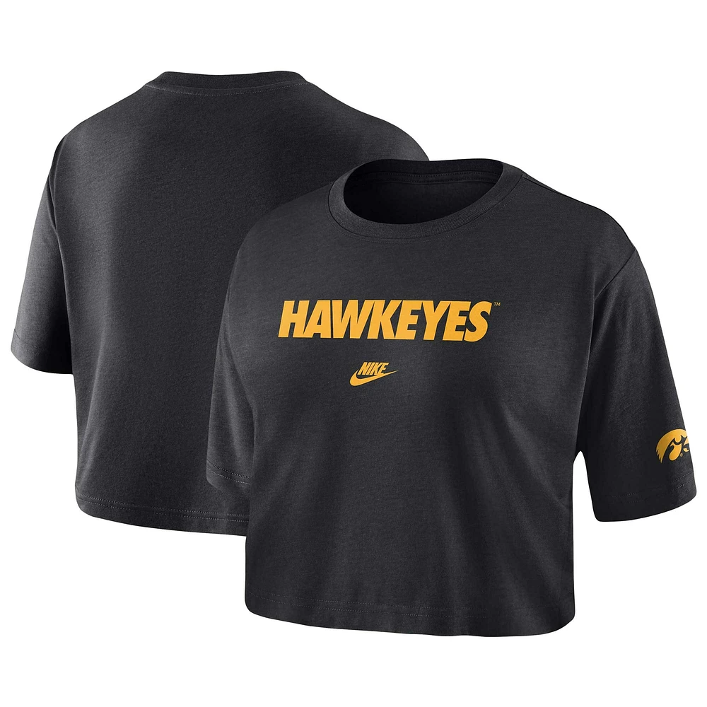 T-shirt court Nike Iowa Hawkeyes Wordmark pour femme, noir