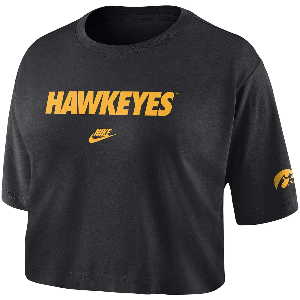 T-shirt court Nike Iowa Hawkeyes Wordmark pour femme, noir