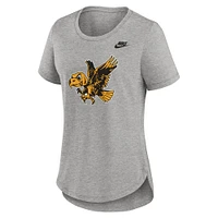 T-shirt Nike Heather Grey Iowa Hawkeyes Legacy Tri-Blend pour femme