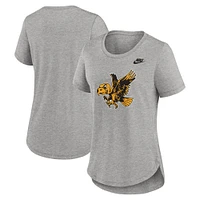 T-shirt Nike Heather Grey Iowa Hawkeyes Legacy Tri-Blend pour femme