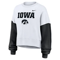 Sweat-shirt court surdimensionné à blocs de couleurs Nike Iowa Hawkeyes blanc pour femme