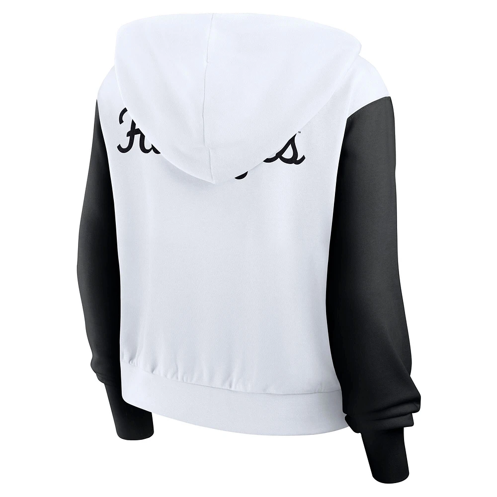 Sweat à capuche court Nike Iowa Hawkeyes blanc pour femme, zippé et imprimé color-block Beyond Capability