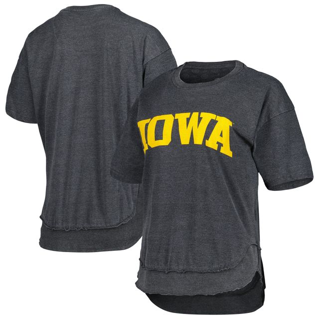 T-shirt Pressbox noir Iowa Hawkeyes Arch Poncho pour femme