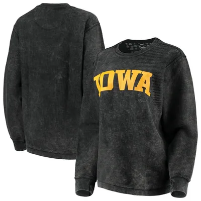 Iowa Hawkeyes Pressbox Women's Comfy Cord Vintage Wash Basic Arch Pullover Sweatshirt - Black