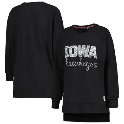 Iowa Hawkeyes Pressbox Women's Steamboat Animal Print Raglan Pullover Sweatshirt - Black