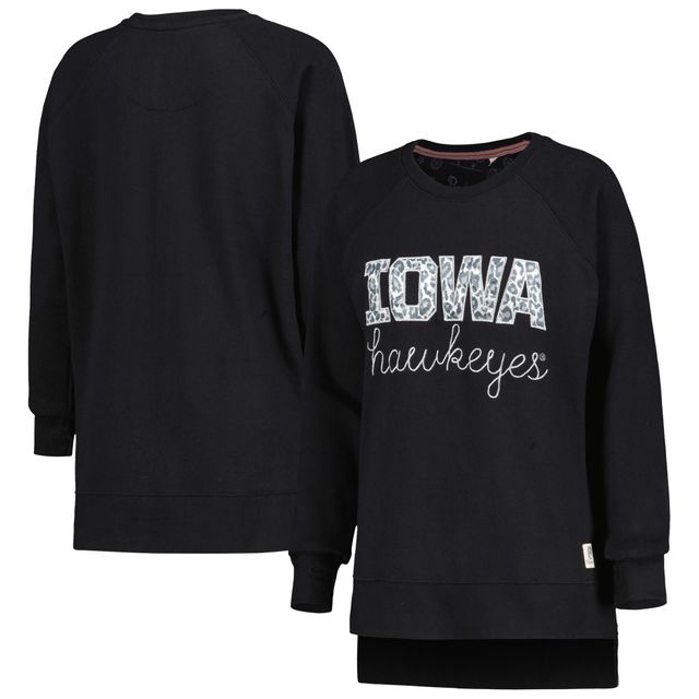 Sweat-shirt à manches raglan Pressbox Iowa Hawkeyes Steamboat noir pour femme