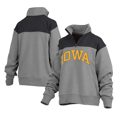 Veste en polaire à quart de zip Pressbox gris Iowa Hawkeyes Avon pour femmes