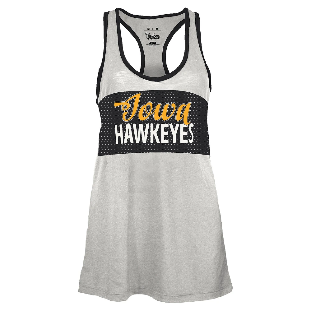Débardeur dos nageur Tracy Pressbox blanc/noir pour femme des Iowa Hawkeyes