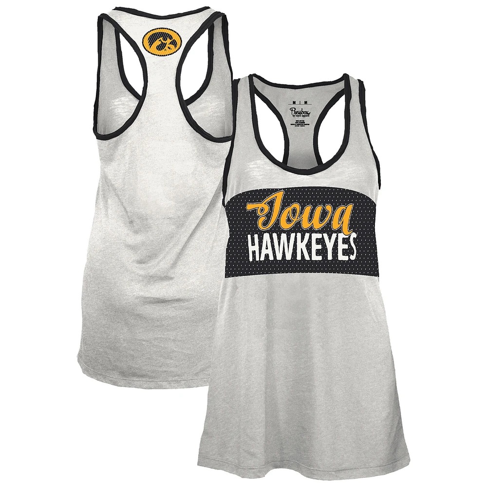 Débardeur dos nageur Tracy Pressbox blanc/noir pour femme des Iowa Hawkeyes