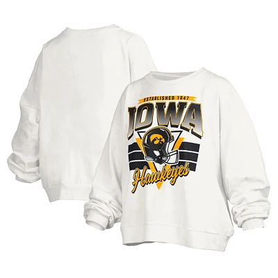 Sweat-shirt surdimensionné à logo rétro Janice des Iowa Hawkeyes pour femme Pressbox White