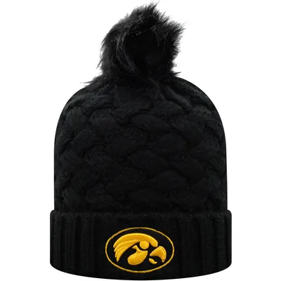 Iowa Hawkeyes Top of the World Women's Frankie Cuffed Knit Hat with Pom - Black