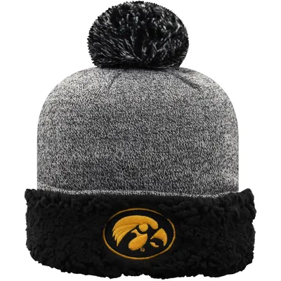 Iowa Hawkeyes Top of the World Women's Snug Cuffed Knit Hat with Pom - Black