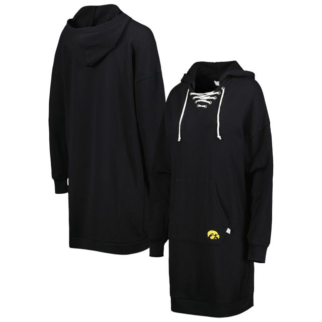 Robe à capuche et col en V lacets Touch Iowa Hawkeyes Quick Pass noire pour femme