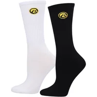 Lot de 2 paires de chaussettes noires/blanches Iowa Hawkeyes ZooZatz pour femmes