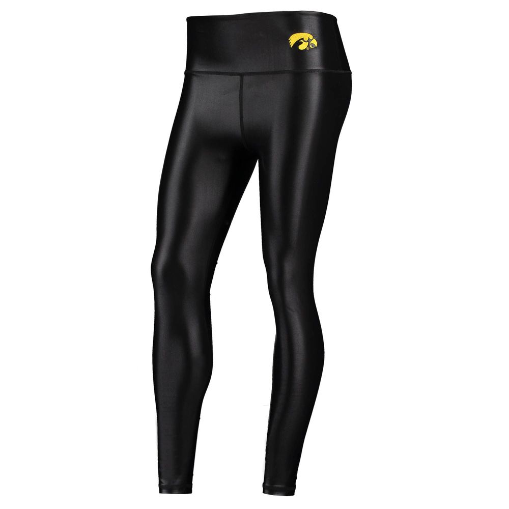 Women's ZooZatz Black Iowa Hawkeyes Shine Liquid Leggings