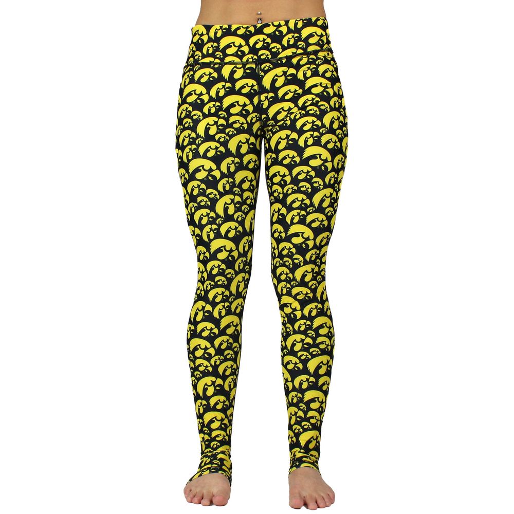 Women's ZooZatz Black Iowa Hawkeyes Stacked Mascot Leggings