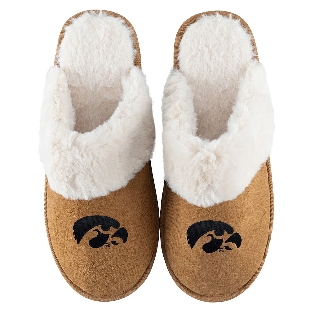 Chaussons en fausse fourrure ZooZatz Iowa Hawkeyes pour femmes