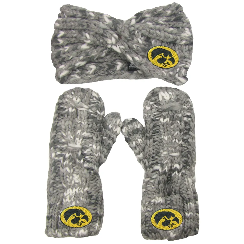 Women's ZooZatz Iowa Hawkeyes Logo Marled Headband and Mitten Set