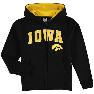 Iowa Hawkeyes Youth Applique Arch & Logo Full-Zip Hoodie - Black