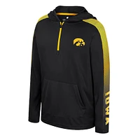 Youth Colosseum Black Iowa Hawkeyes Lumen Long Sleeve Quarter-Zip Hooded Windshirt