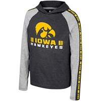 T-shirt à capuche manches longues Colosseum noir Iowa Hawkeyes Ned Raglan pour jeunes