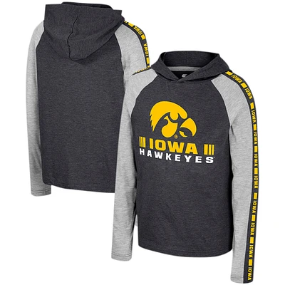 T-shirt à capuche manches longues Colosseum noir Iowa Hawkeyes Ned Raglan pour jeunes