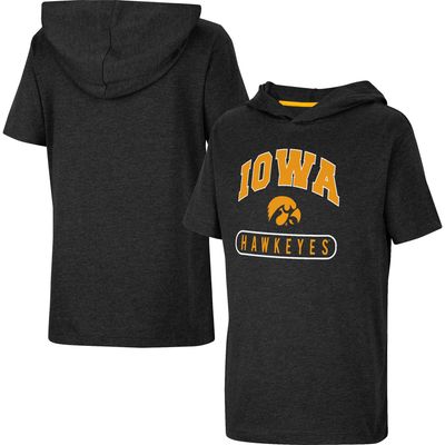 Youth Colosseum Black Iowa Hawkeyes Varsity Hooded T-Shirt