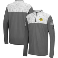 Youth Colosseum Charcoal/White Iowa Hawkeyes OHT Military Appreciation Badge II Quarter-Zip Jacket