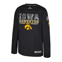 Youth Colosseum Heather Black Iowa Hawkeyes OHT Military Appreciation Oorah Long Sleeve T-Shirt