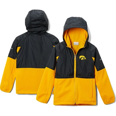 Youth Columbia Black Iowa Hawkeyes Flanker Raglan Full-Zip Hoodie