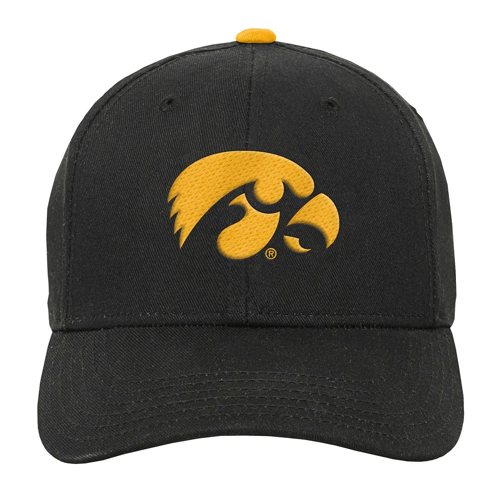 Casquette réglable noire avec logo Iowa Hawkeyes Youth Fanatics