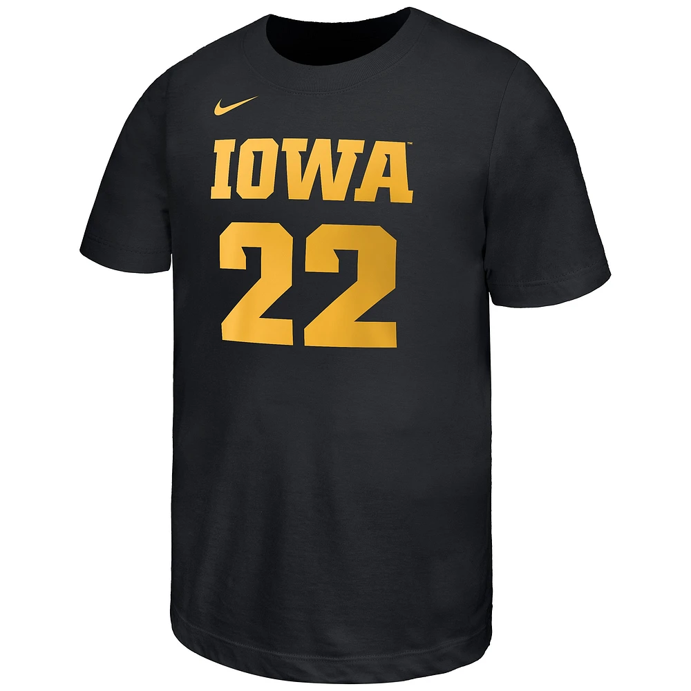 Youth Nike Caitlin Clark Black Iowa Hawkeyes Retired Player Name & Number Core T-Shirt