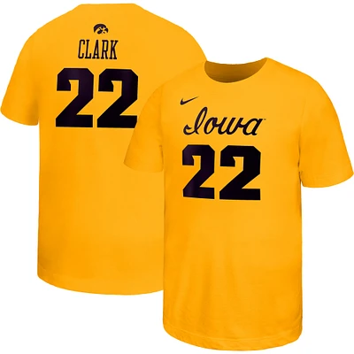 Youth Nike Caitlin Clark Gold Iowa Hawkeyes Retired Player Name & Number Core T-Shirt