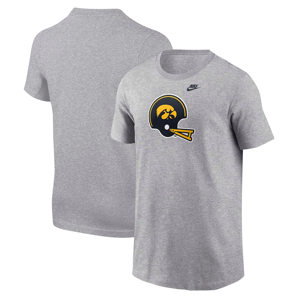 T-shirt pour jeunes Nike Heather Grey Iowa Hawkeyes avec casque
