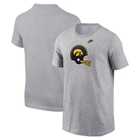 T-shirt pour jeunes Nike Heather Grey Iowa Hawkeyes avec casque
