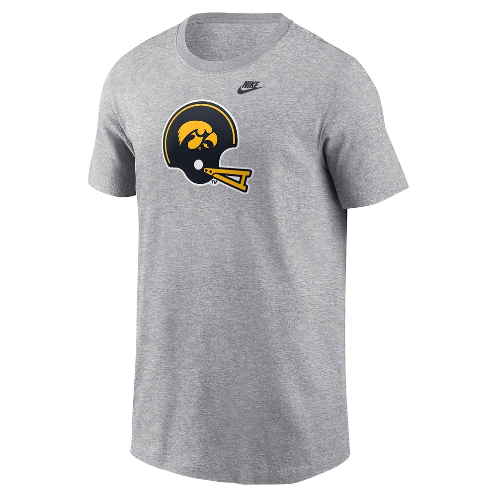 T-shirt pour jeunes Nike Heather Grey Iowa Hawkeyes avec casque