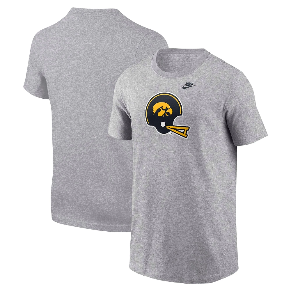 T-shirt pour jeunes Nike Heather Grey Iowa Hawkeyes avec casque