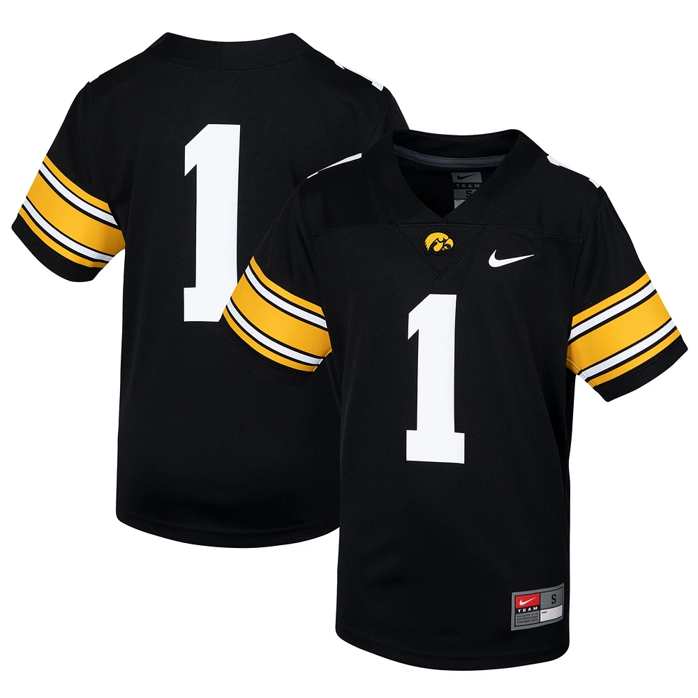 Maillot de football intouchable Iowa Hawkeyes Nike #1 noir pour jeune