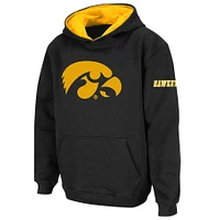 Sweat à capuche noir gros logo Iowa Hawkeyes Stadium Athletic pour jeunes