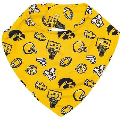 ZooZatz Gold Iowa Hawkeyes All Over Print Baby Bib