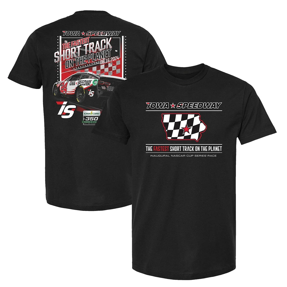 Men's Checkered Flag Sports Black Iowa Speedway 2024 Corn 350 T-Shirt