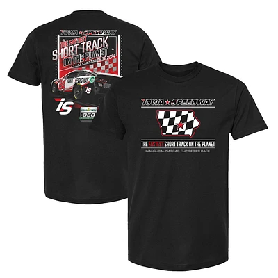 T-shirt de sport à drapeau damier pour hommes, noir, Iowa Speedway 2024, Corn 350