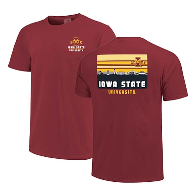 Men's Cardinal Iowa State Cyclones Striped Campus Skyline T-Shirt