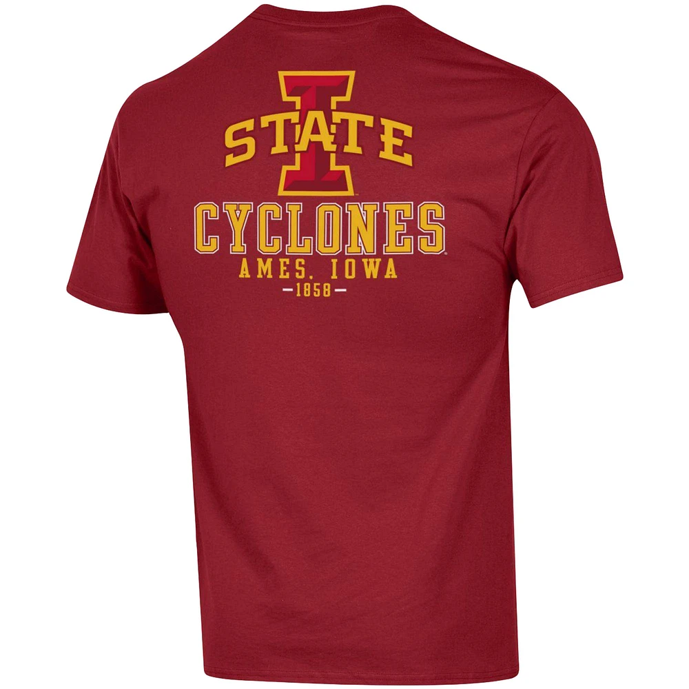 Men's Champion Cardinal Iowa State Cyclones Stack 2-Hit T-Shirt