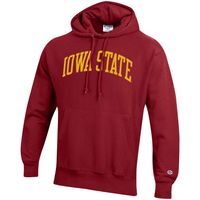 Men's Champion Cardinal Iowa State Cyclones Team Arch Reverse Weave Pullover Hoodie