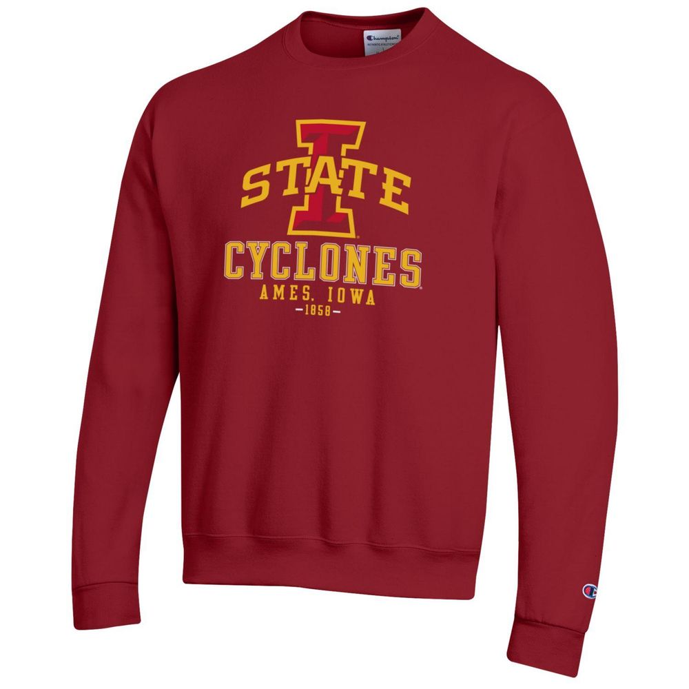 Men's Champion Cardinal Iowa State Cyclones Team Stack Powerblend Pullover Sweatshirt